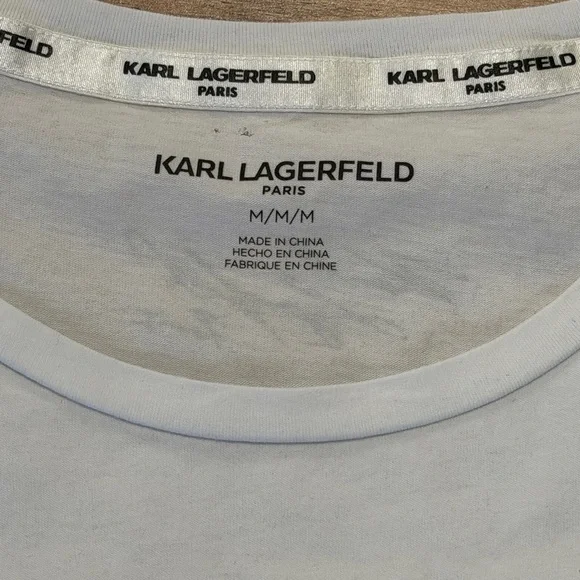 Karl Lagerfeld White C'est La Vie Tee - Picture 5 of 10